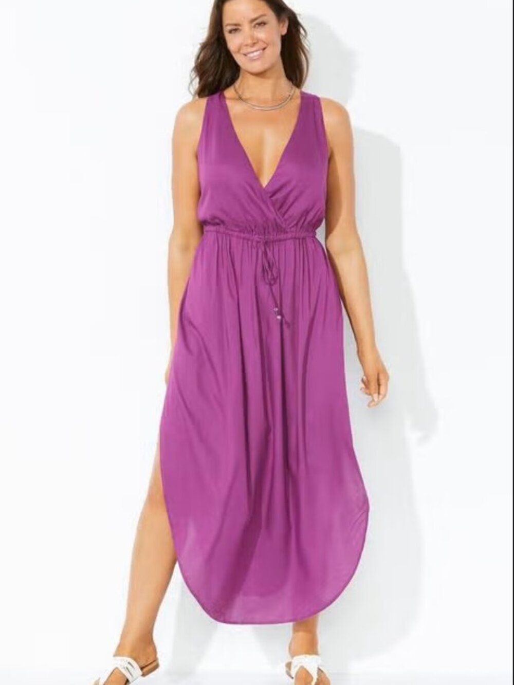 Swimsuits For All | Women's TENLEY SURPLICE COVER UP MAXI DRESS Plum | Sz 18/20